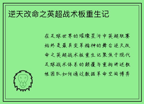 逆天改命之英超战术板重生记
